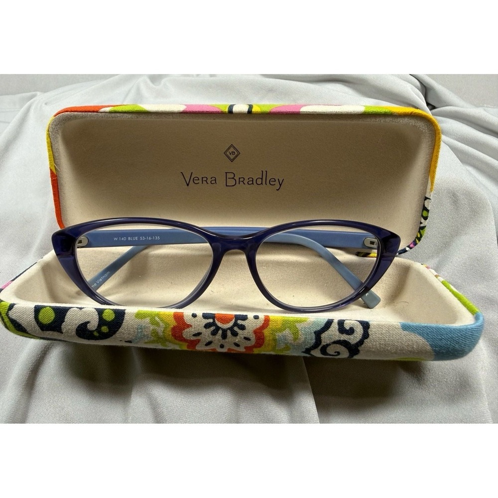 Vera Bradley W 140 Blue Cat Eye Eyeglasses Frames with Case Size 53-16-135